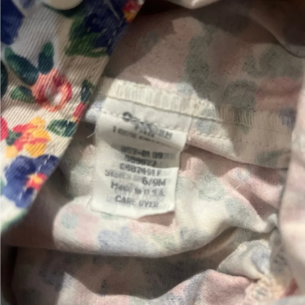 Vintage HTF OshKosh B'gosh Floral Overalls in Pink, Blue & Green